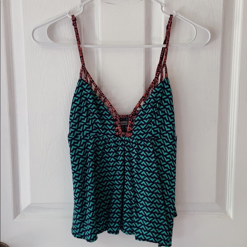 Charlotte Russe Pink And Blue Tank with designs